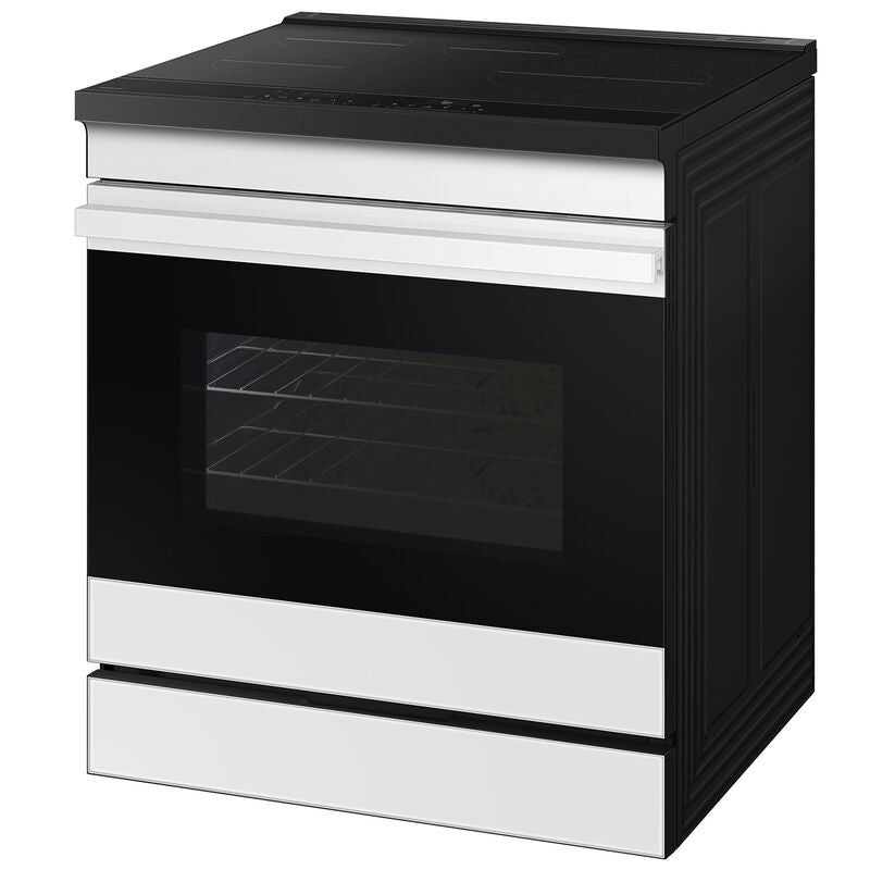 Samsung NSI6DB950012 Bespoke 30 in. 6.3 cu. ft. Smart Air Fry True European Convection Slide-In Electric Range with 4 Induction Burners - White Glass