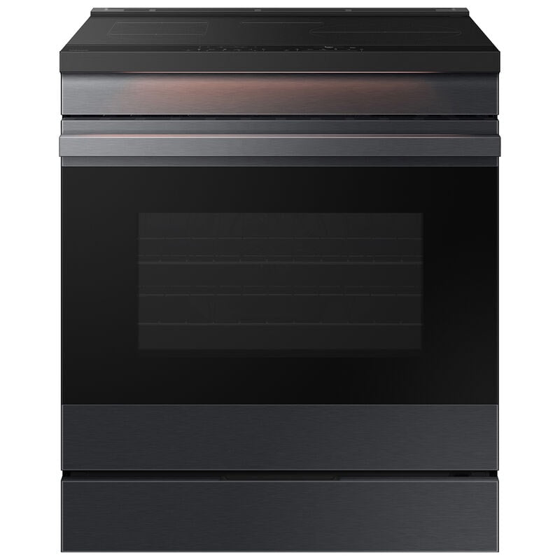 Samsung NSI6DG9500MT Bespoke 30 in. 6.3 cu. ft. Smart Air Fry True European Convection Slide-In Electric Range with 4 Induction Burners - Matte Black Steel