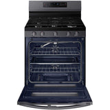 Samsung 30 in. 6 cu. ft. Smart Air Fry True European Convection Double Oven Gas Range with 5 Sealed Burners & Griddle - Black Stainless