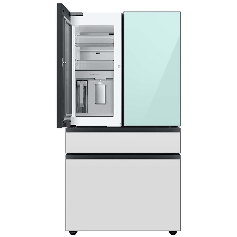 Samsung RF29BB86004M Bespoke 36 in. 28.8 cu. ft. Smart 4-Door French Door Refrigerator with Internal Water Dispenser - Morning Blue and White Glass
