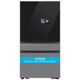 Samsung RF90F23BECR Bespoke 36 in. 22.5 cu. ft. Smart Counter Depth 4-Door French Door Refrigerator with AI Home, Beverage Center & Internal Water Autofill Pitcher - Charcoal Glass & Stainless Steel