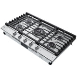 LG CBGJ3627S 36 in. 5-Burner Smart Natural Gas Cooktop with Griddle, Simmer Burner & Power Burner - Stainless Steel