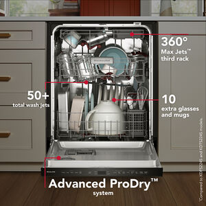 KitchenAid 24 in. Top Control Dishwasher with 44 dBA Sound Level, 3rd-Rack, Advanced ProDry System & Pocket Handle - PrintShield Stainless