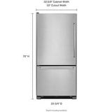 KitchenAid KRBL102ESS 33" 22 cu. ft. Bottom Mount Refrigerator in Stainless Steel