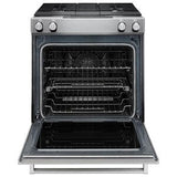 KitchenAid 30 in. 6.4 cu. ft. True European Convection Slide-In Dual Fuel Range with 4 Sealed Burners - Stainless Steel