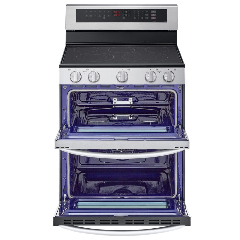LG LDEL7324SE 30 in. 7.3 cu. ft. Smart Air Fry True European Convection Double Oven Electric Range with Radiant Burners - Stainless Steel