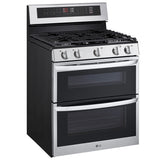 LG LDGL6924S 30 in. 6.9 cu. ft. Smart Air Fry True European Convection Double Oven Gas Range with 5 Sealed Burners - Stainless Steel