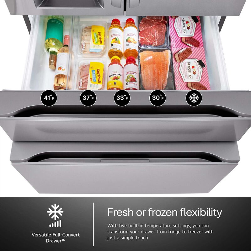 LG LF29H8330S 36 in. 28.6 cu. ft. Smart 4-Door French Door Refrigerator with Ice & Water Dispenser - PrintProof Stainless Steel