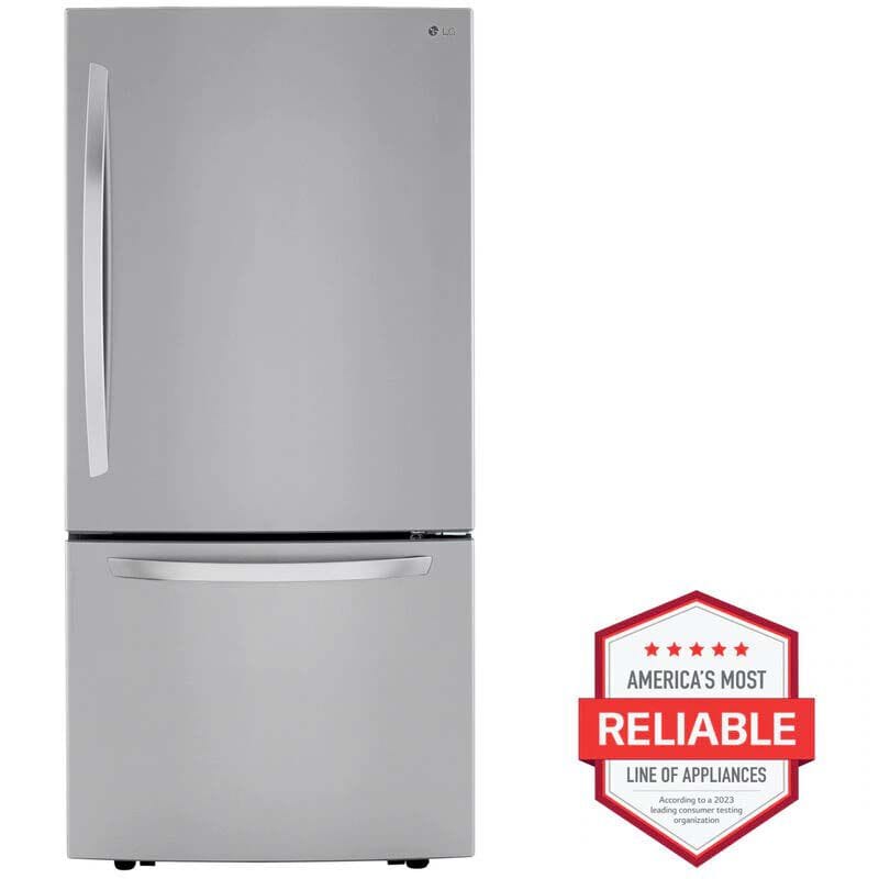 LG LRDCS2603S 33 in. 25.5 cu. ft. Bottom Freezer Refrigerator with Ice Maker - PrintProof Stainless Steel