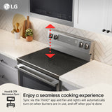 LG LREN6325ZE 30 in. 6.3 cu. ft. Smart Air-Fry True European Convection Electric Range with Radiant Burners - Black Stainless Steel