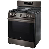 LG LRGN6323Z 30 in. 6.3 cu. ft. Smart Air-Fry True European Convection Gas Range with 5 Sealed Burners & Griddle - Black Stainless Steel