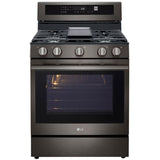 LG LRGN6325Z 30 in. 6.3 cu. ft. Smart Air-Fry True European Convection Gas Range with 5 Sealed Burners & Griddle - PrintProof Black Stainless Steel
