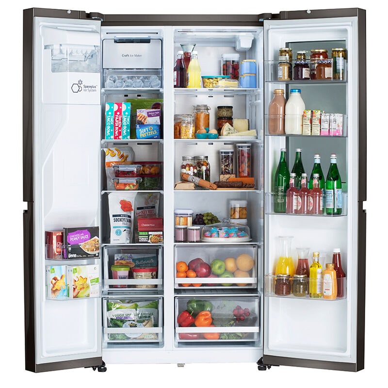 LG LRSOS2706D InstaView36 in. 27.1 cu. ft. Smart Side by Side Refrigerator with Ice & Water Dispenser - PrintProof Black Stainless Steel