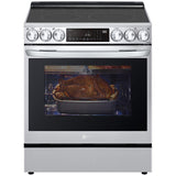 LG LSEL6335FE InstaView 30 in. 6.3 cu. ft. Smart Air Fry True European Convection Slide-In Electric Range with Radiant Burners - PrintProof Stainless Steel
