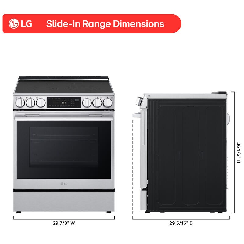 LG LSEL6335XE 30 in. 6.3 cu. ft. Smart Air-Fry True European Convection Electric Range with Radiant Burners PrintProof Stainless Steel