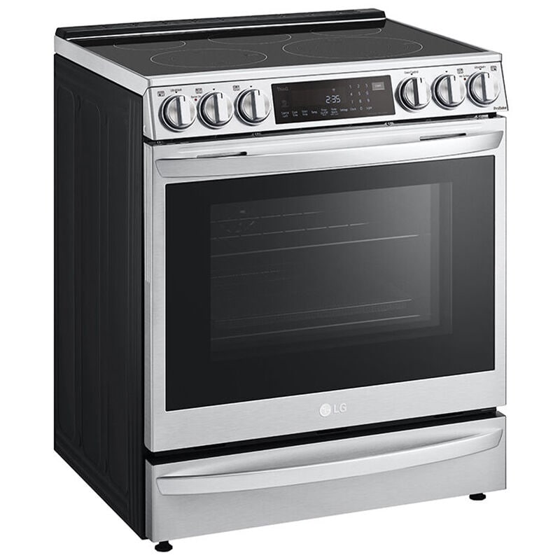 LG LSEL6337F InstaView 30 in. 6.3 cu. ft. Smart Air Fry True European Convection Slide-In Electric Range with Radiant Burners - Stainless Steel
