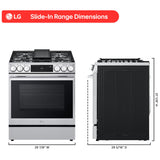 LG LSGL6335X 30 in. 6.3 cu. ft. Smart Air Fry True European Convection Slide-In Gas Range with 5 Sealed Burners & Griddle - PrintProof Stainless Steel