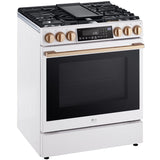 LG LSGS6338N Studio 30 in. 6.3 cu. ft. Smart Air Fry True European Convection Slide-In Gas Range with 5 Sealed Burners & Griddle - Essence White
