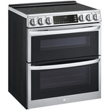 LG LTEL7337F InstaView 30 in. 7.3 cu. ft. Smart Air Fry True European Convection Double Oven Slide-In Electric Range with Smoothtop Burners - PrintProof Stainless Steel