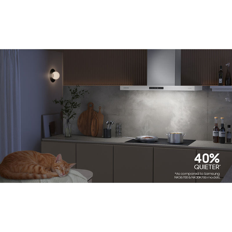 Samsung NK36CB700W1236 in. Smart Convertible Chimney Style Range Hood with 630 CFM, 4 Fan Speeds & 1 LED Light - White