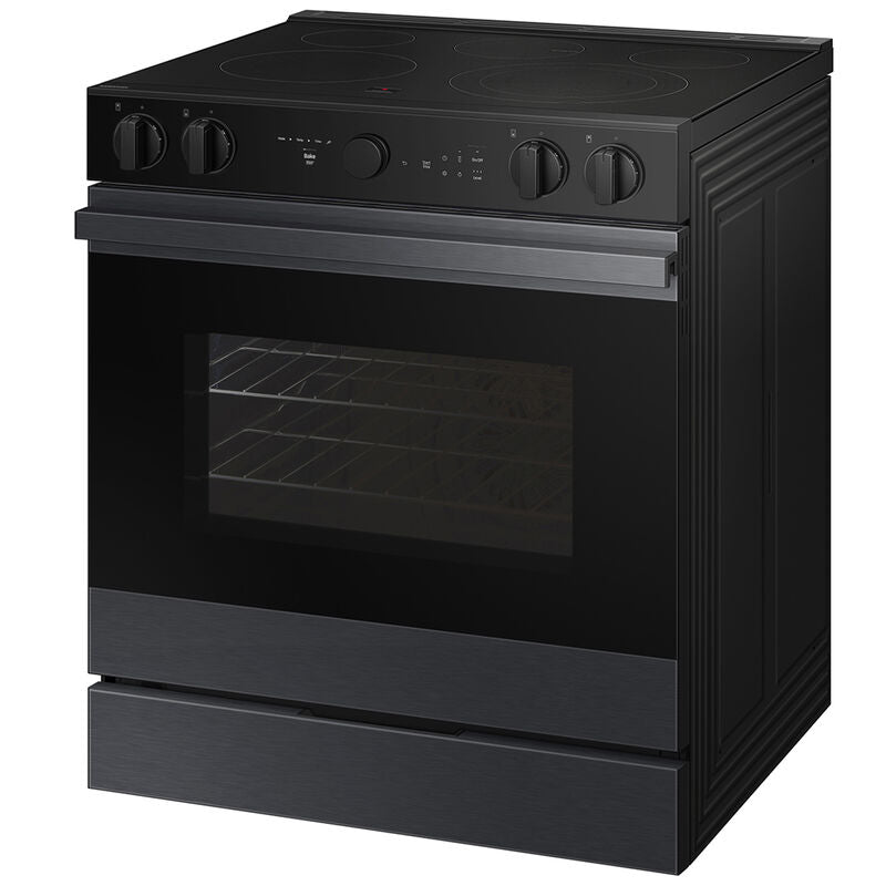 Samsung NSE6DG8502MT Bespoke 30 in. 6.3 cu. ft. Smart Air Fry True European Convection Slide-In Electric Range with Smoothtop Burners - Matte Black Steel