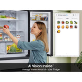Samsung RF90F23AECE Bespoke 36 in. 22.5 cu. ft. Smart Counter Depth 4-Door French Door Refrigerator with AI Family Hub+, Beverage Center & Internal Water AutoFill Pitcher - Matte Black Steel