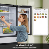 Samsung RF90F23AEW Bespoke 36 in. 22.5 cu. ft. Smart Counter Depth 4-Door French Door Refrigerator with AI Family Hub+, Beverage Center & Internal Water AutoFill Pitcher - White Glass