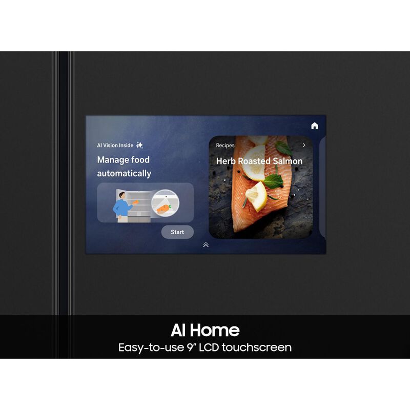 Samsung RF90F23BECR Bespoke 36 in. 22.5 cu. ft. Smart Counter Depth 4-Door French Door Refrigerator with AI Home, Beverage Center & Internal Water Autofill Pitcher - Charcoal Glass & Stainless Steel