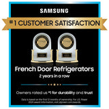 Samsung RM80F23VMR Bespoke 36 in. 23.5 cu. ft. Smart Counter Depth 4-Door French Door Refrigerator with AI Hybrid Cooling, Beverage Center & Internal Water Autofill Pitcher - Custom Panel Ready