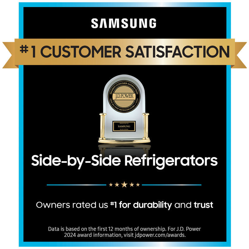 Samsung RS28CB760012 Bespoke 36 in. 28.0 cu. ft. Smart Side-by-Side Refrigerator with Internal Water Dispenser - White Glass