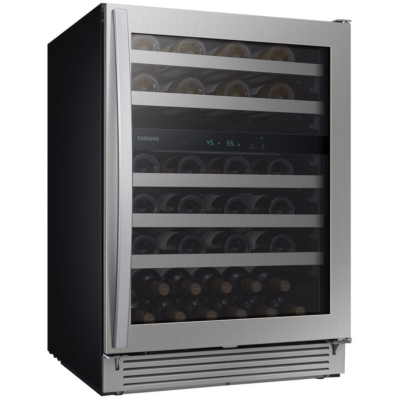 Samsung RW51TS338SR 24 in. Undercounter Wine Cooler with Wire Racks, Dual Temperature Zones & 51 Bottle Capacity - Stainless Steel