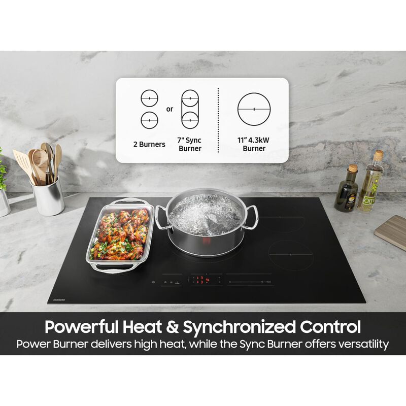Samsung CC70F36S2D 36 in. 5-Burner Smart Induction Cooktop with Simmer Burner & Power Burner - Black
