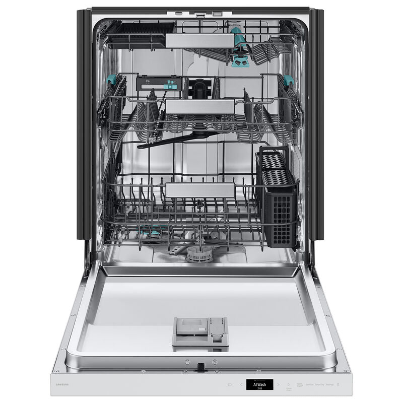Samsung DW90F89T0U12 Bespoke 24 in. Top Control Smart Dishwasher with 38 dBA Sound Level, 3rd-Rack, Smart Dry with AutoRelease Door & Pocket Handle - White Glass