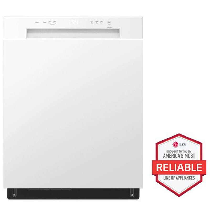 LG LDFC2423W 24 in. Built-In Dishwasher with Front Control, 52 dBA Sound Level, 15 Place Settings & 5 Wash Cycles - White