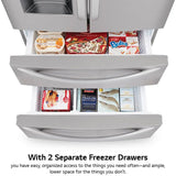 LG LMXS28626S 36 in. 27.8 cu. ft. Smart 4-Door French Door Refrigerator with Ice & Water Dispenser - Stainless Steel