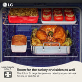 LG LREN6325ZE 30 in. 6.3 cu. ft. Smart Air-Fry True European Convection Electric Range with Radiant Burners - Black Stainless Steel