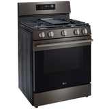 LG LRGN6323Z 30 in. 6.3 cu. ft. Smart Air-Fry True European Convection Gas Range with 5 Sealed Burners & Griddle - Black Stainless Steel