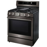 LG LRGN6325Z 30 in. 6.3 cu. ft. Smart Air-Fry True European Convection Gas Range with 5 Sealed Burners & Griddle - PrintProof Black Stainless Steel