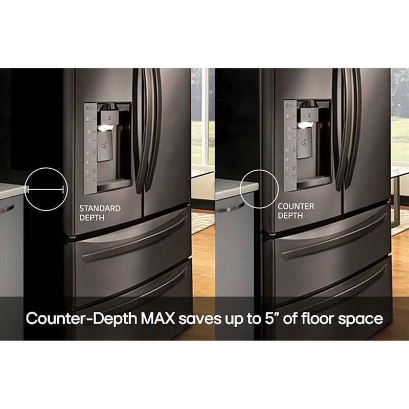 LG LRYKC2606S 36 in. 25.5 cu. ft. Smart Counter Depth French Door Refrigerator with Ice & Water Dispenser - PrintProof Stainless Steel