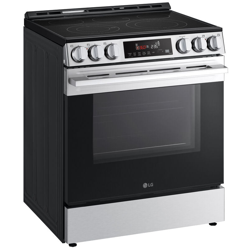 LG LSEL6333XE 30 in. 6.3 cu. ft. Smart Air-Fry Standard Convection Slide-In Electric Range with Radiant Burners - Printproof Stainless Steel