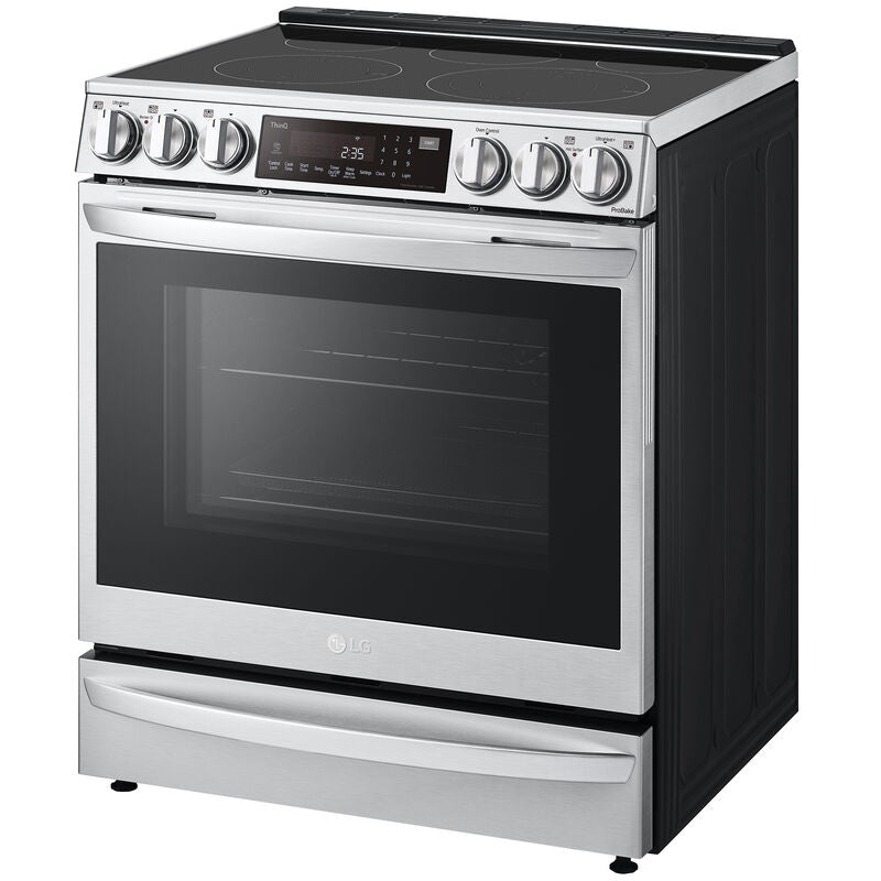LG LSEL6337F InstaView 30 in. 6.3 cu. ft. Smart Air Fry True European Convection Slide-In Electric Range with Radiant Burners - Stainless Steel