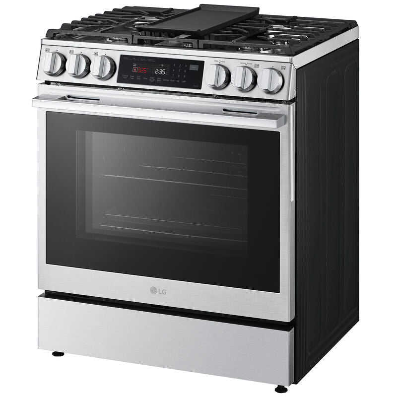 LG LSGL6335X 30 in. 6.3 cu. ft. Smart Air Fry True European Convection Slide-In Gas Range with 5 Sealed Burners & Griddle - PrintProof Stainless Steel