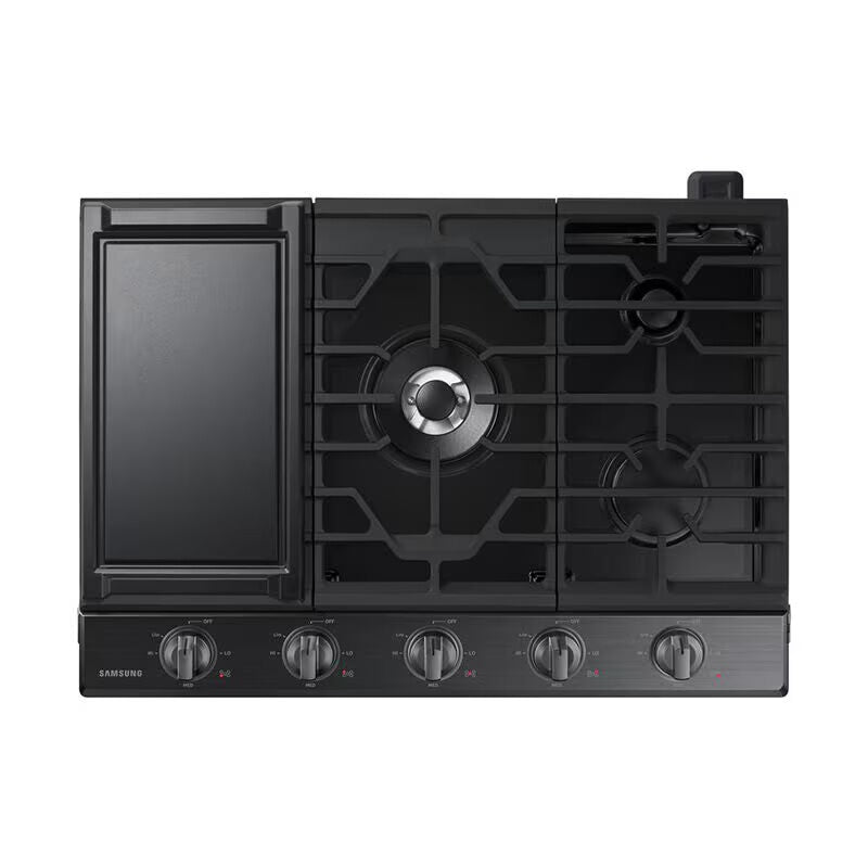 Samsung NA30N6555TG 30 in. 5-Burner Smart Natural Gas Cooktop with Griddle, Simmer Burner & Power Burner - Black Stainless