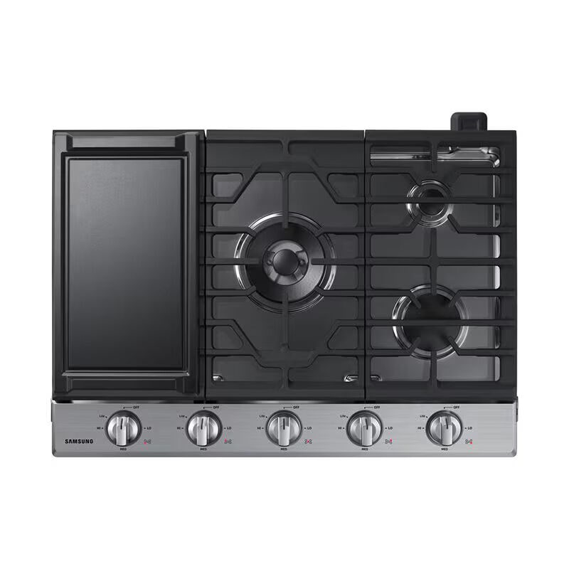 Samsung NA30N6555TS 30 in. 5-Burner Smart Natural Gas Cooktop with Griddle, Simmer Burner & Power Burner - Stainless Steel