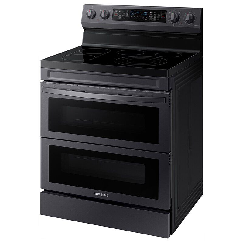 Samsung 30 in. 6.3 cu. ft. Smart Air Fry Standard Convection Double Oven Electric Range with Radiant Burners & Griddle - Black Stainless