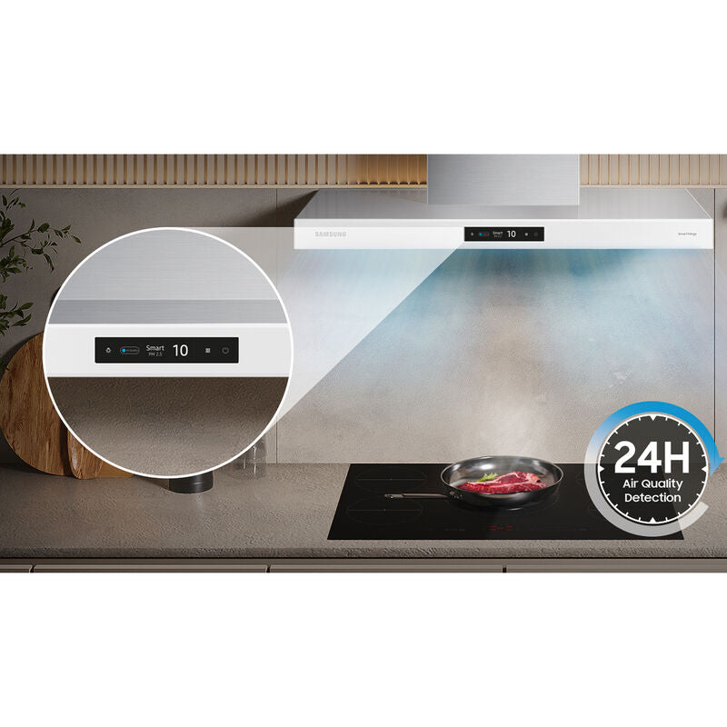 Samsung NK36CB700W1236 in. Smart Convertible Chimney Style Range Hood with 630 CFM, 4 Fan Speeds & 1 LED Light - White