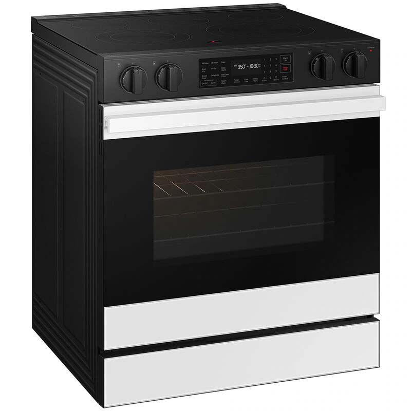 Samsung NSE6DB830012 Bespoke 30 in. 6.3 cu. ft. Smart Air Fry Standard Convection Slide-In Electric Range with Radiant Burners - White Glass