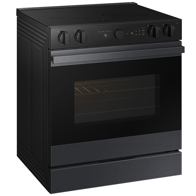 Samsung NSE6DG8502MT Bespoke 30 in. 6.3 cu. ft. Smart Air Fry True European Convection Slide-In Electric Range with Smoothtop Burners - Matte Black Steel
