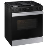 Samsung NSG6DG8300SR Bespoke 30 in. 6 cu. ft. Smart Air Fry Standard Convection Slide-In Gas Range with 5 Sealed Burners & Griddle - Stainless Steel