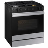 Samsung NSG6DG8500SR Bespoke 30 in. 6 cu. ft. Smart Air Fry True European Convection Slide-In Gas Range with 5 Sealed Burners & Griddle - Stainless Steel